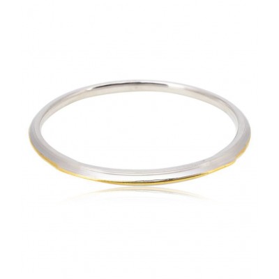KESAR ZEMS Golden Line Stainless Steel Kada For Men & Women (Size:2.4 Inch)
