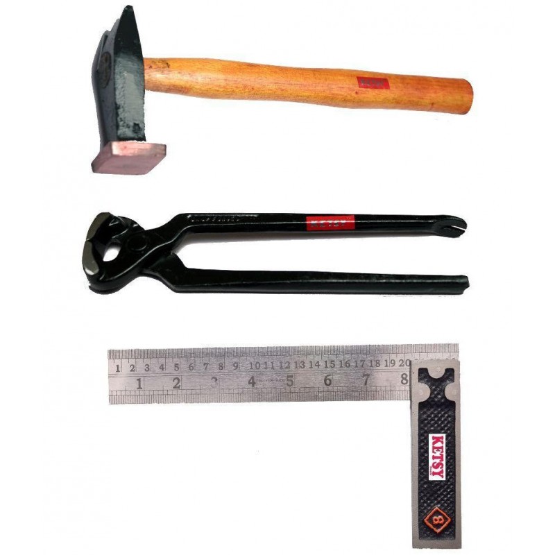 KETSY Carpenter Tool Kit Combo Of Hammer, Cobbler Pincer & Try Square