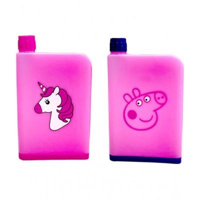 KIVYA 500 ML Notebook Water Bottles For Kids School Supplies, Plastic, Pink- Set of 1