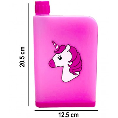 KIVYA 500 ML Notebook Water Bottles For Kids School Supplies, Plastic, Pink- Set of 1