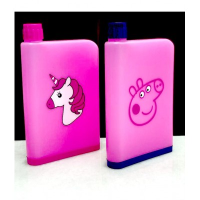 KIVYA 500 ML Notebook Water Bottles For Kids School Supplies, Plastic, Pink- Set of 1