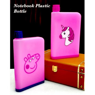 KIVYA 500 ML Notebook Water Bottles For Kids School Supplies, Plastic, Pink- Set of 1