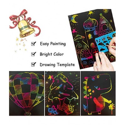 KIVYA Scratch Art Notebooks, Rainbow Scratch Art Papers for Kids Arts and Crafts, 2 PCS Rainbow Scratch Art Notebooks and 2 Wooden Styluses, Cute Unique Gift Idea for Kids, Girls, Boys, Women