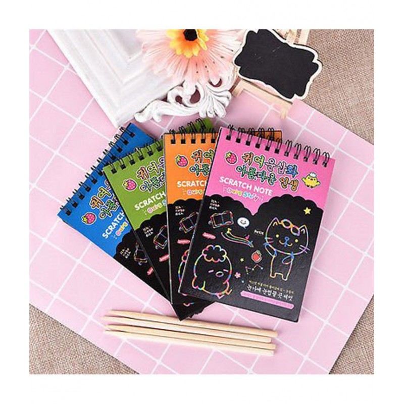 KIVYA Scratch Notebooks for Kids Drawing Painting and Sketching Colouring Book, 10"×7"