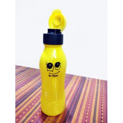KIVYA Smiley water bottles for kids 500 ML Yellow Plastic bottles - Set of 2