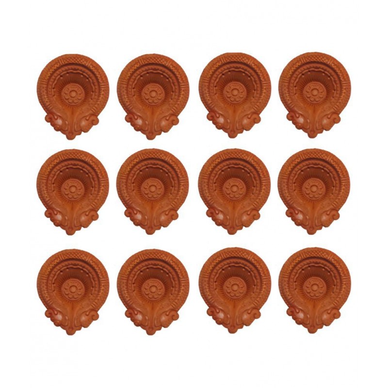 KIVYA Terracotta Floor Diya - Pack of 12