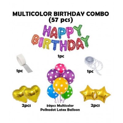 KR  3rd Birthday Decorations Kit for Boys and Girls- 57+1=58pcs 3rd Happy Birthday Balloons Set with Foil Balloon, Latex & Metallic Balloons, Balloon Arch & Glue Dot /3rd Happy Birthday Decoration Kit (Set of 58)