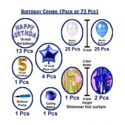 KR 5th Birthday Decoration Items For Boys-73Pcs Blue & Gold Decoration – 5th/Fifth Birthday Decorations, Birthday Decorations kit for Boys 5th Birthday/ Baby Birthday Decoration Items 5 Year  (Set of 73)