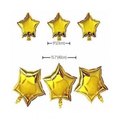 KR Printed Multi Colour Happy Birthday Letter Alphabet with 6 Golden Star Foil ( 3 BIG 3 SMALL ) and 26 Polka dots Latex Balloons (Multi color, Pack of 45