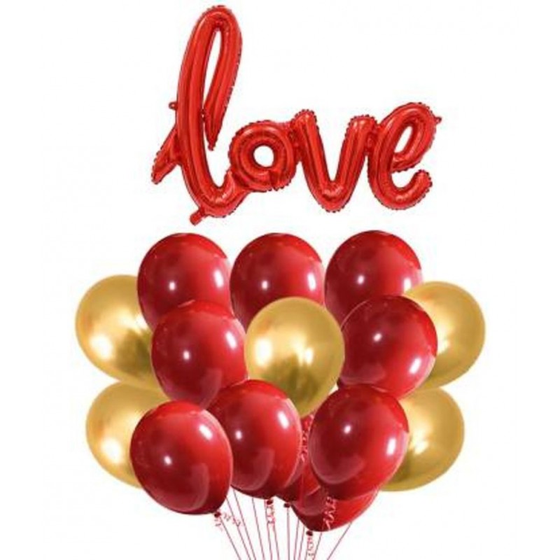 KR Solid 31pcs Love Combo (30pcs Metallic Balloons and 1set Love Balloons) for Love Balloons/Anniversary Decorations Balloon