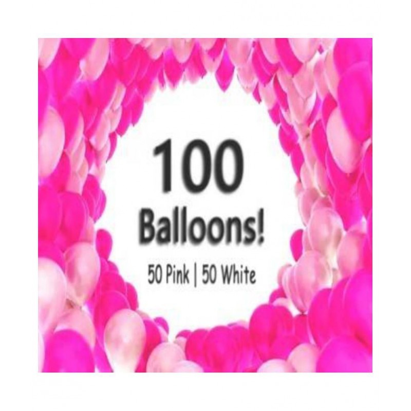 KR Solid Balloon-100 Balloon   (White, Pink, Pack of 100) BALLOON FOR BIRTHDAY , ANNIVERSARY , NEW YEAR PARTY,  WELCOME , PARTY
