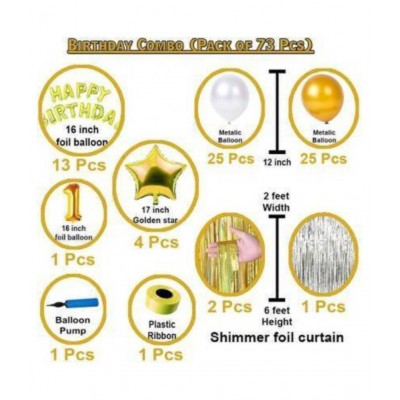 KR Solid Boy girl & kids First/1st HB combo/kit for party decorations  (Gold, Silver, Pack of 73)