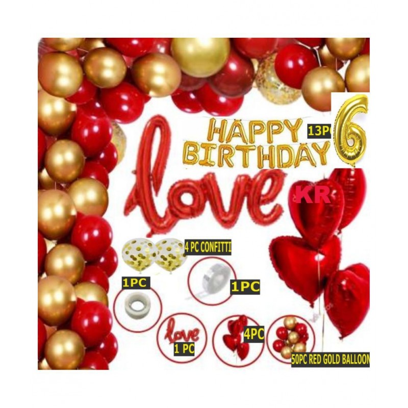 KR Solid Girls Boys 6th Happy Birthday Balloons Decoration Kit Combo (PACK OF 75)