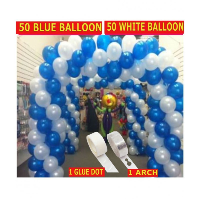 KR Solid Solid PO100 Balloons (50 Blue, 50 White)