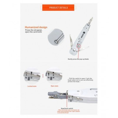 KRONE & ADC LSA PLUS Smooth Punch Down Tool Krone Tool with Sensor, Scissors, Wire Hook & Blade Telecom Phone Wire Cable Module RJ11 RJ45 Cat5 Ethernet Network Patch Panel Faceplate Tool Original Classic High Quality Universal Punch Down Insertion To