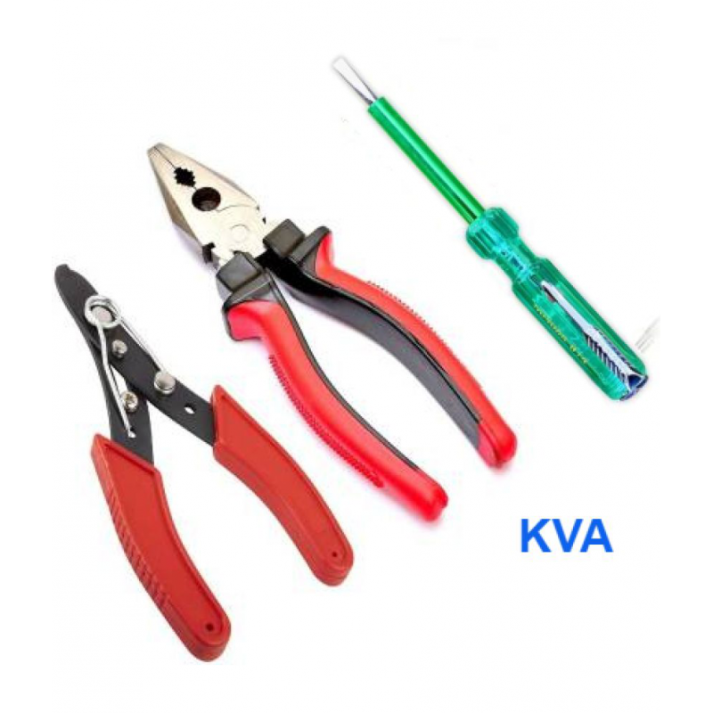 KVA-Tools Hardware Hand Tool Kit Set (8inch Plier,Tester & Wire Cutter)