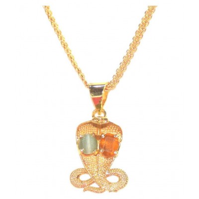 Kaal sharp yog niwaran kavach pendant with 100% Original gemstones / Original Cat’s Eye and Hessonite stones / to overcome bad influences of Rahu Ketu / Genuine product / Snake Design