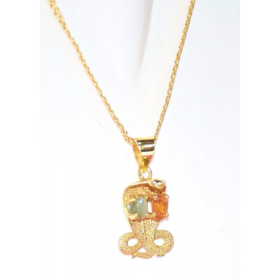 Kaal sharp yog niwaran kavach pendant with 100% Original gemstones / Original Cat’s Eye and Hessonite stones / to overcome bad influences of Rahu Ketu / Genuine product / Snake Design