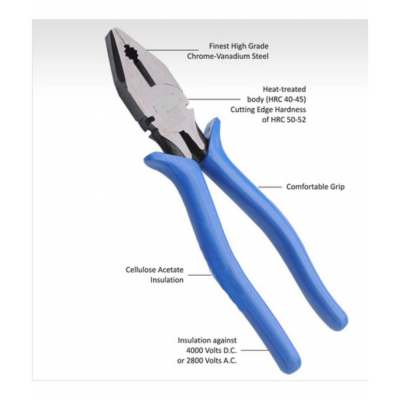Kadio Hand tool set of 2 - 8 Inch Plier with 10 Inch Claw Hamer (Heavy Duty / Rubber Grip)