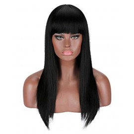 Kaku Fancy Dresses Girl Straight Styler Black Color Hair Wig -Black, Free Size, for Girls