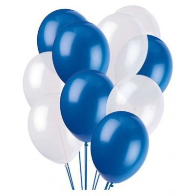 Kalkajii Trading Happy Birthday Letter Blue Banner Set with Golden Print + Pack of 50 HD Metallic Balloons (Blue/Gold/White)+ 2 Golden Curtains (3x6 feet) +Gold ribbon (Multicolor, Pack of 54 )