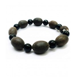 Kamal gatte Lotus Seeds Black Agate Hakik Crystal Beads Stretch Bracelet for Men & Women