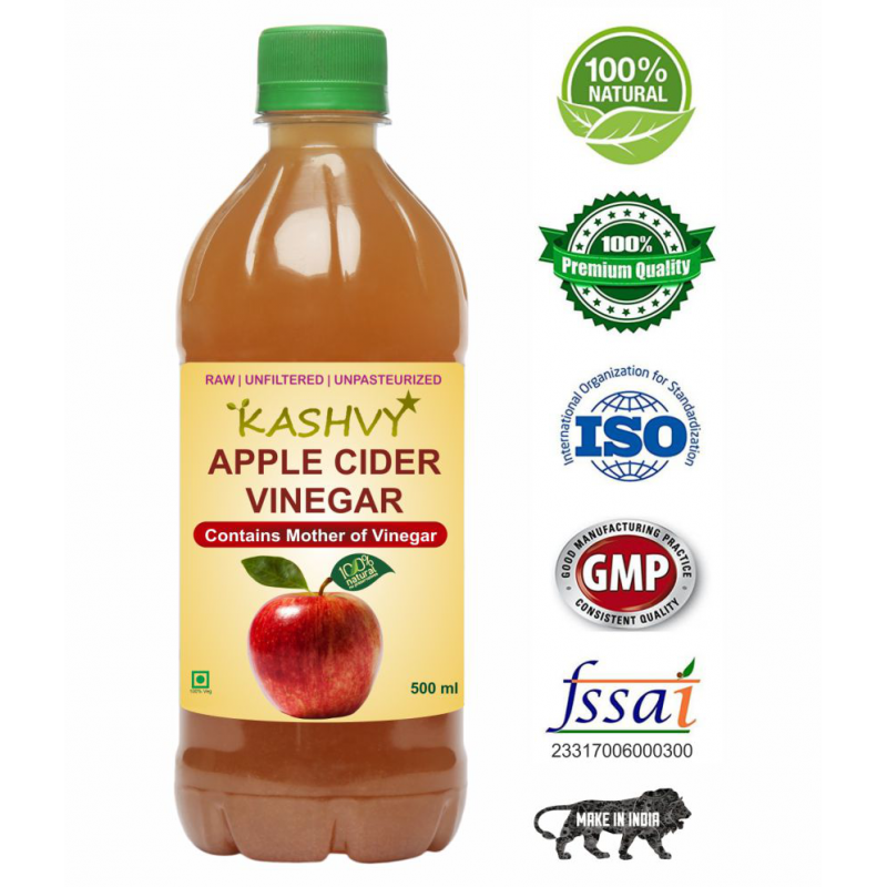 Kashvy Apple Cider Vinegar for Healthy Digestion, 500 ml Unflavoured Single Pack