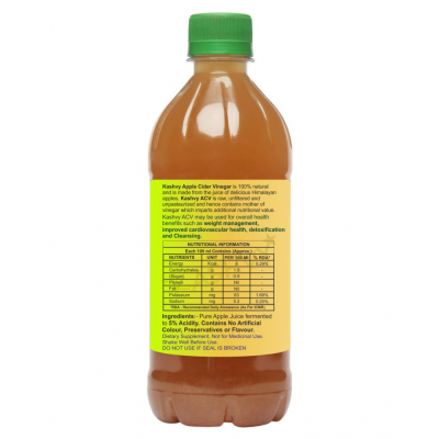 Kashvy Apple Cider Vinegar for Heart Health, 500 ml Unflavoured Single Pack