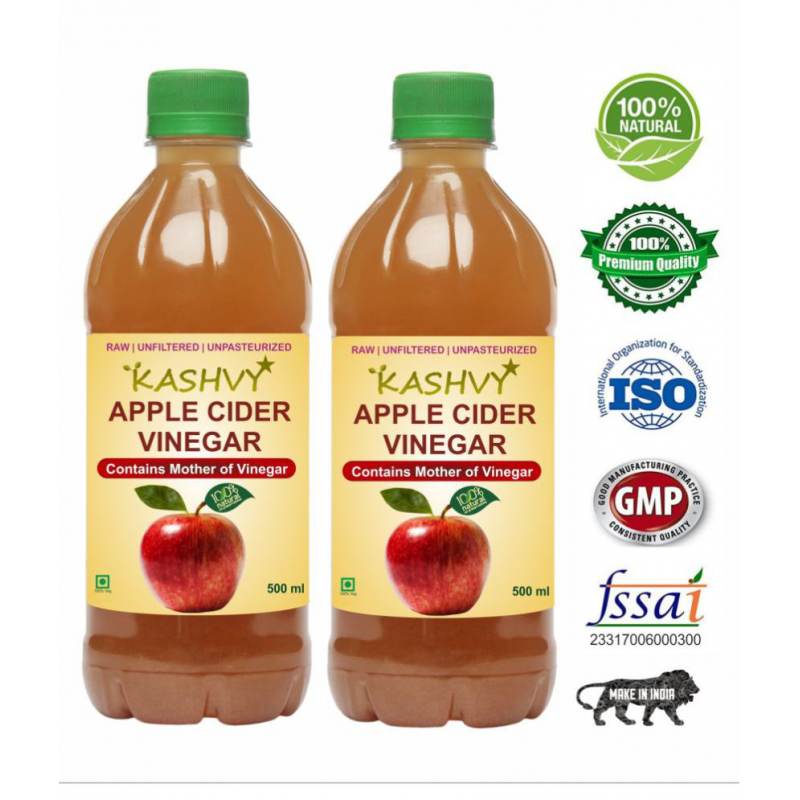 Kashvy Apple Cider Vinegar for Weight Management, 1000 ml Unflavoured Pack of 2