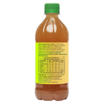 Kashvy Apple Cider Vinegar for Weight Management, 500 ml Unflavoured Single Pack