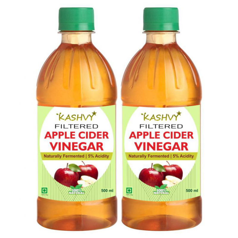 Kashvy Filtered apple cider vinegar for salad dressing, 1000 ml Unflavoured Pack of 2