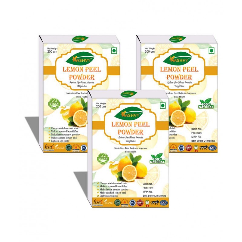 Kashvy Lemon Peel Powder 600 gm Pack of 3