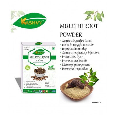 Kashvy Mulethi Root Powder 600 gm Pack of 3