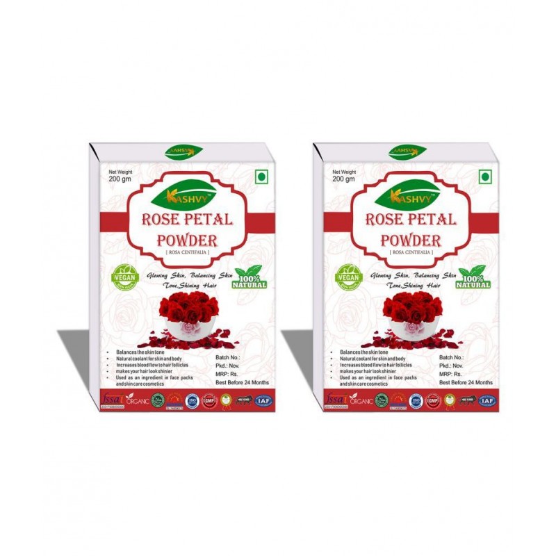 Kashvy Rose Petal Powder 400 gm Pack Of 2