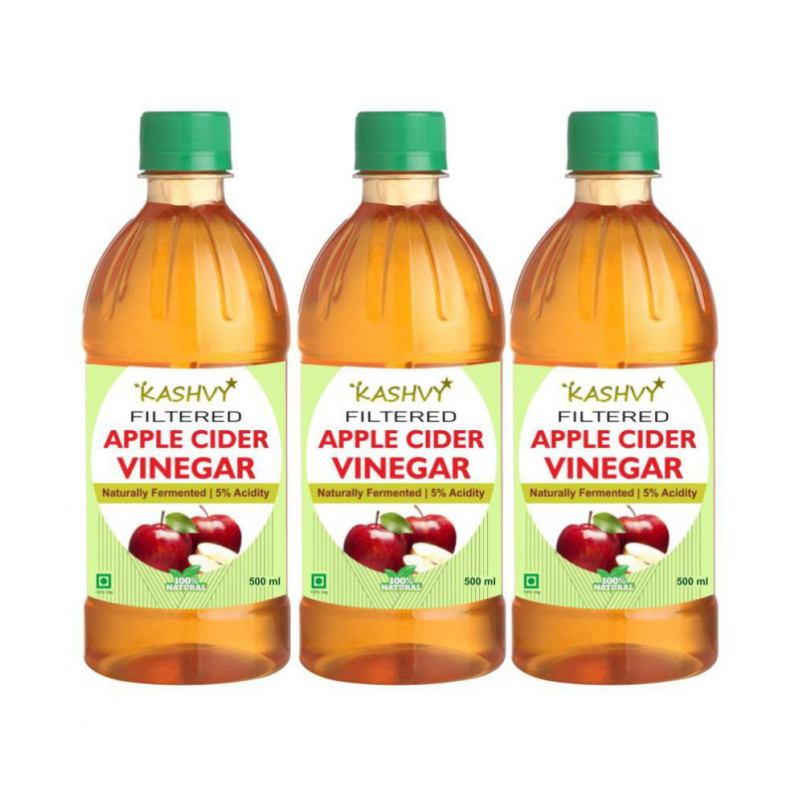 Kashvy filtered apple cider vinegar for salad dressing, 1500 ml Unflavoured Pack of 3