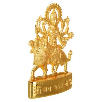 Kesar Zems Zinc Goddess Maa Durga Idol (10 cm x 10 cm x 0.5 cm, Gold)