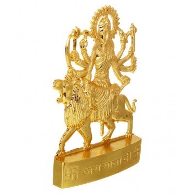 Kesar Zems Zinc Goddess Maa Durga Idol (10 cm x 7 cm x 1 cm, Gold)