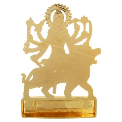 Kesar Zems Zinc Goddess Maa Durga Idol (10 cm x 7 cm x 1 cm, Gold)