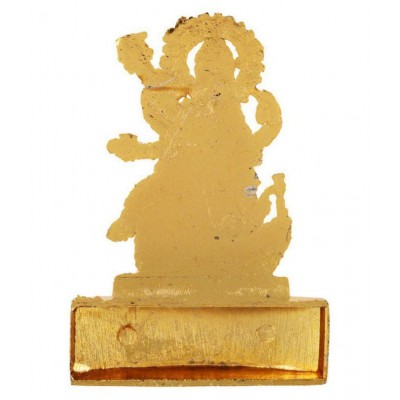 Kesar Zems Zinc Goddess Maa Saraswati Idol (7 cm x 5 cm x 0.5 cm, Gold)