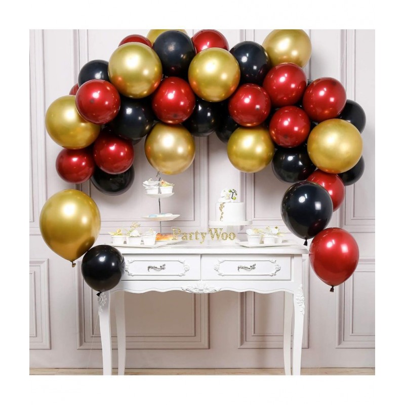 Kiran Enterprises 100 Metallic Balloon ( Red, Black, Gold )