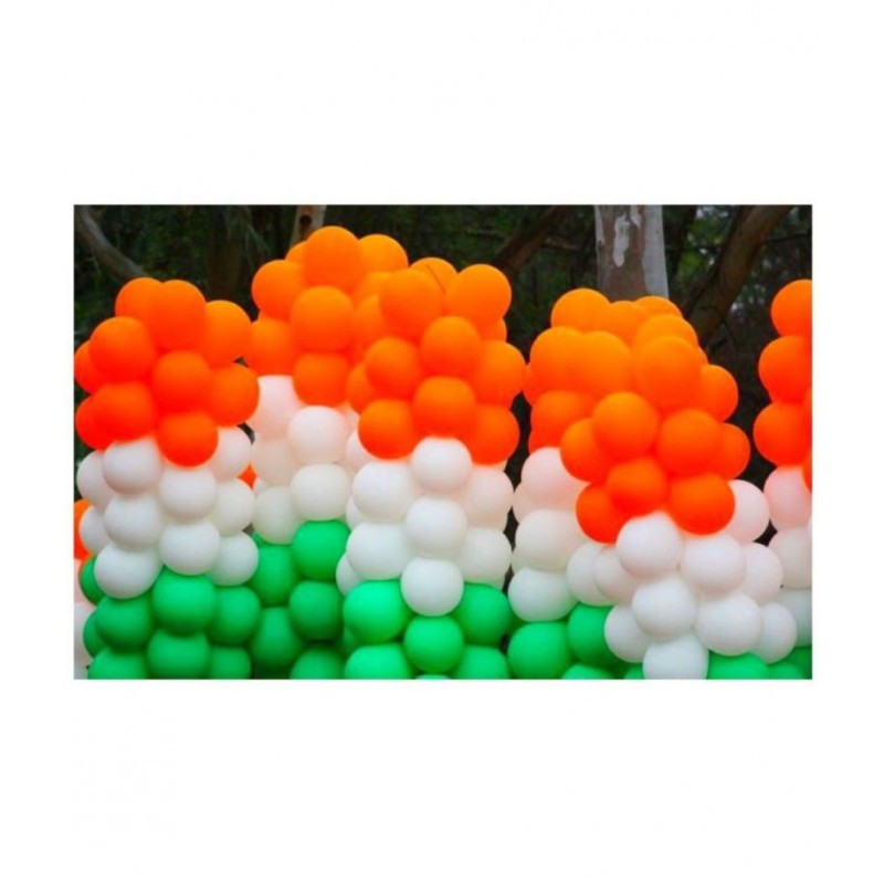 Kiran Enterprises 50pcs Metallic Balloon ( Orange, White, Green ) For Independence Day Decoration
