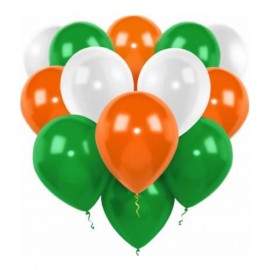 Kiran Enterprises 50pcs Metallic Balloon ( Orange, White, Green ) For Independence Day Decoration