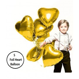 Kiran Enterprises 5pcs Golden Heart Foil Letter Balloon