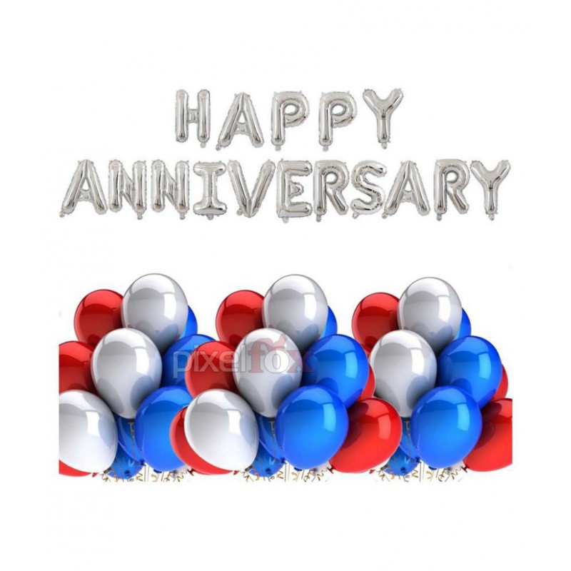 Kiran Enterprises Happy Anniversary Party Decoration + 30 pcs Metallic Balloons Combo