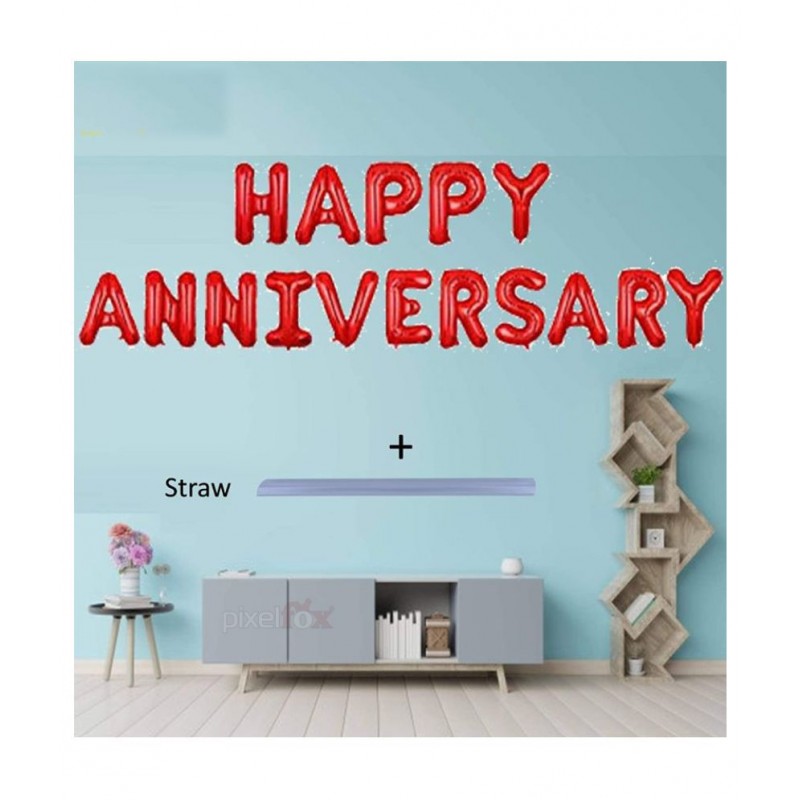 Kiran Enterprises Happy Anniversary Red Foil Balloons