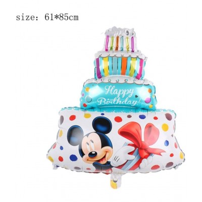 Kiran Enterprises Happy Birthday Banner ( Dotted SkyBlue) + 1 pc. Mickey Mouse Printed Foil Cake + 10 pc. Magic Candle + 1 pc Ribbon + 30 Metallic Balloon ( Blue, Purple )