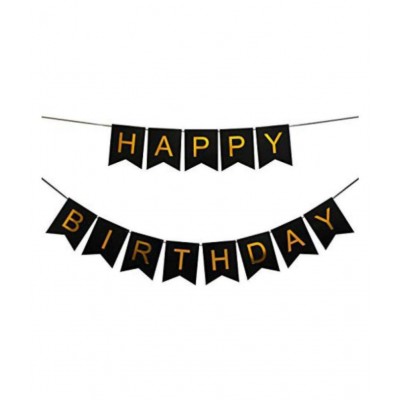 Kiran Enterprises Happy Birthday Banner (Black) + Multi Candy Balloons (Pack of 50)