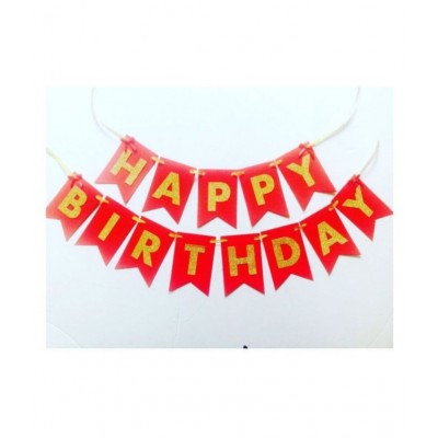 Kiran Enterprises Happy Birthday Banner (Red) + Multi Candy Balloons (Pack of 50)