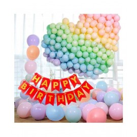 Kiran Enterprises Happy Birthday Banner (Red) + Multi Candy Balloons (Pack of 50)