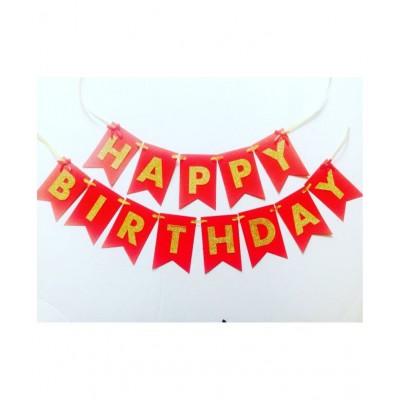 Kiran Enterprises Red Balloons ( Pack Of 50 ) With Happy Birthday Banner